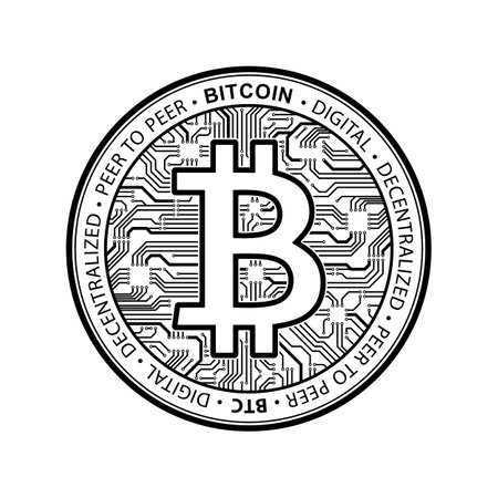 Bitcoin currency crypto coin icon. International stock exchange. Network bitcoin marketing vector banner sign vector illustrationのイラスト素材