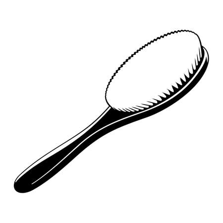 Style black hair brush for massage. Vector professional salon accessory illustrationのイラスト素材