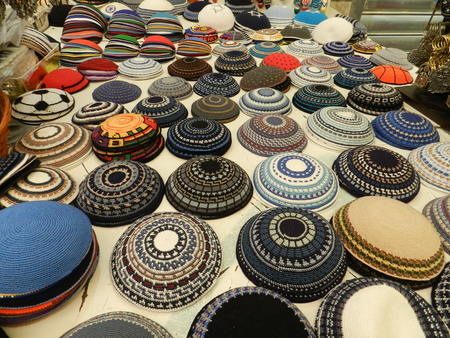 Yarmulkes in the marketの写真素材
