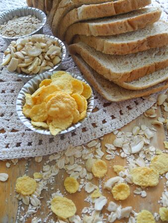 Clean Food Ex. Bread wheatnutsrice hautの写真素材