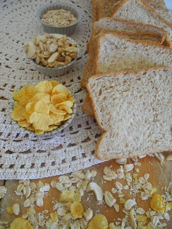 Clean Food Ex. Bread wheatnutsrice hautの写真素材