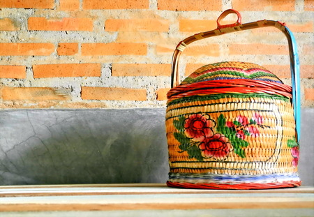 Tiffin carrier on chiness kitchen shelfの写真素材