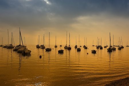 Golden lakeの写真素材