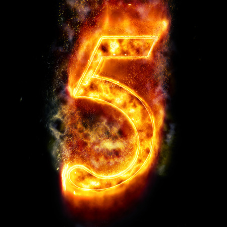 Fire digit 5の写真素材