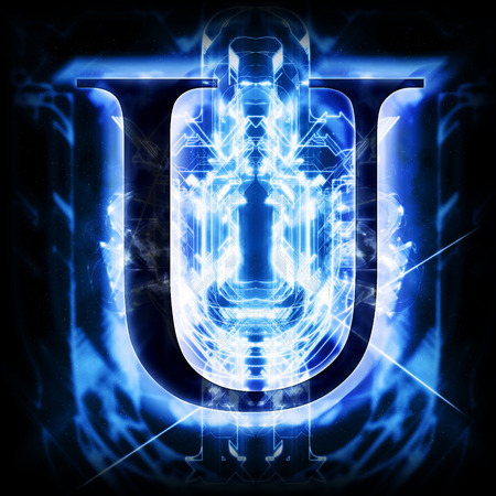 Blue Abstract Letter Uの写真素材