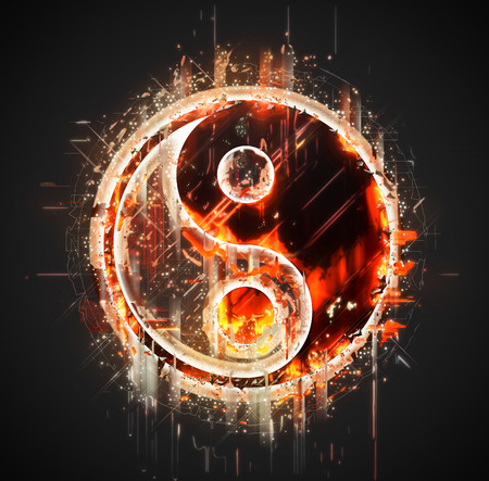Abstract yin-yang signの写真素材