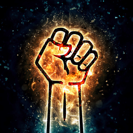 Protest poster with burning effectの写真素材