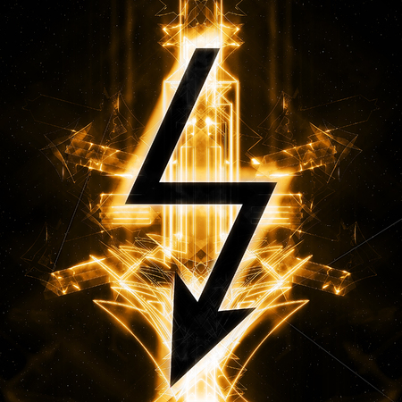 Sign of lightning with neon effectの写真素材