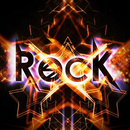 Rock poster with neon elementsの写真素材