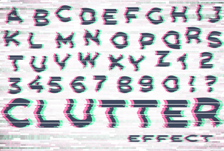 Alphabet with glitch and clutter effectのイラスト素材