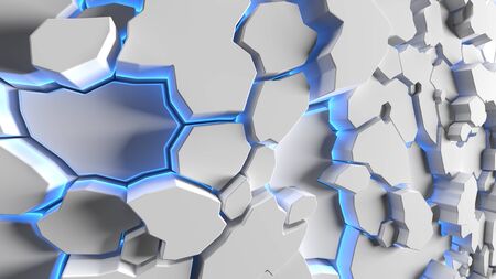 Geometric  with blue illuminationの写真素材