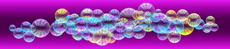 Abstract banner with soap bubbles. 3d renderの写真素材