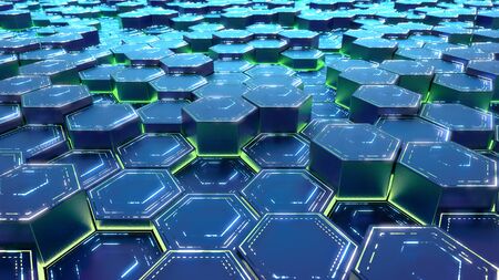Abstract hegagon modern background. 3d render.