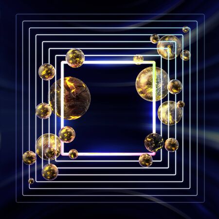 Blue abstract composition. 3d renderの写真素材