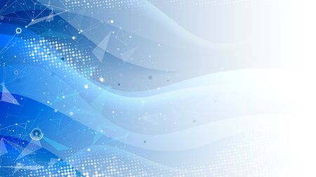 Wavy blue soft background with tech elementsのイラスト素材