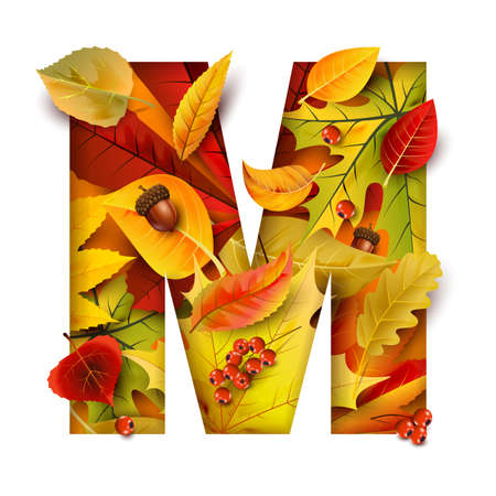 Autumn stylized alphabet. Letter M.のイラスト素材