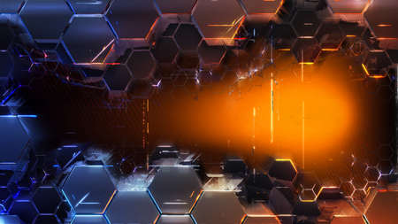 Modern hi-tech background with hexagonal honeycomb structures