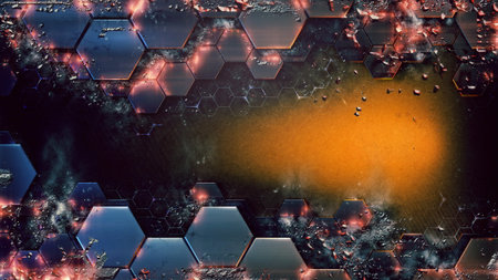 Modern hi-tech background with hexagonal honeycomb structures