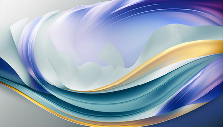Abstract light composition with wavy forms. Elegance illustration. Created with generative AI.の素材