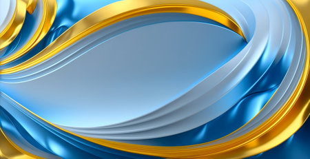 Soft blue realistic illustration with wavy shapes. modern composition. Created with generative AI.の素材