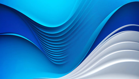 Soft blue realistic illustration with wavy shapes. modern composition. Created with generative AI.の素材