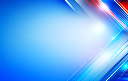 Blue geometric striped background with gold elements and empty space for your logo or text.の写真素材