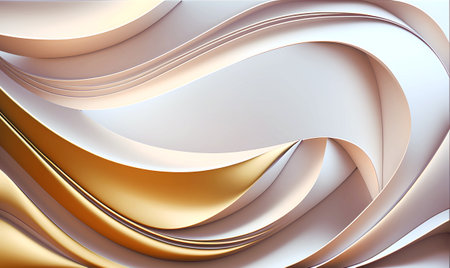 Abstract gold and creamy soft illustration with wavy forms. Elegance composition.の写真素材