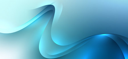 Blue wavy modern backdrop with soft lights.のイラスト素材