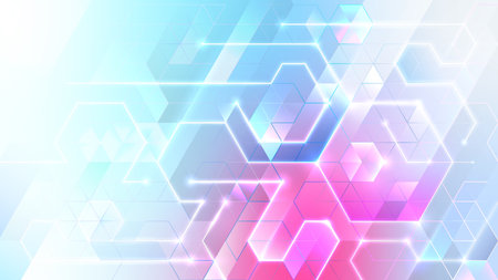 Mosaic light blue background. Glowing composition with triangle tiling.のイラスト素材