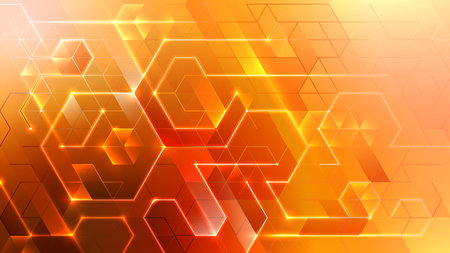 Mosaic amber background. Glowing composition with triangle tiling.のイラスト素材