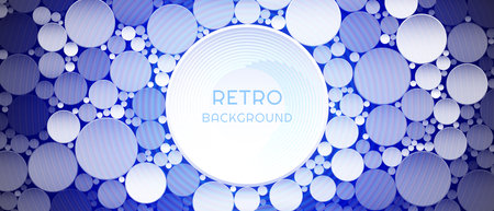 Blue retro background with lot of round shapes.のイラスト素材