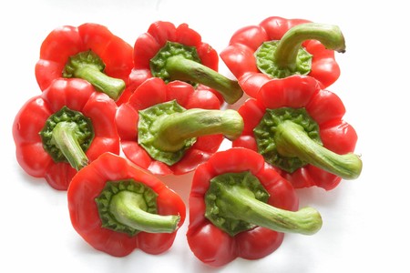 Fruit stalks pepper on a white backgroundの写真素材