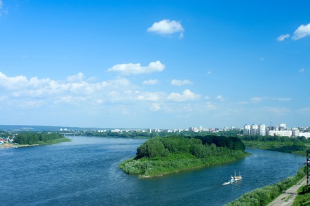 Kemerovo, panoramic view from the embankment of the river Tom in the centre of the city