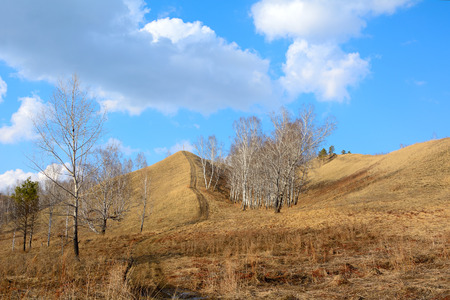  Hills with an Orthodox cross on the Bank of the Tom river in the vicinity of the city of Kemerovoの写真素材