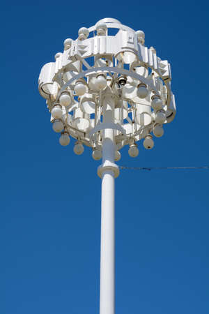 Kemerovo, lamppost near the philharmonic hall building against the blue skyの写真素材