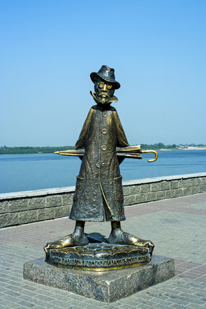 The monument to the writer Chekhov in the Siberian city of Tomskのeditorial素材