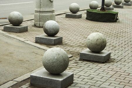 Fence of the pedestrian zone in the city of Krasnoyarsk, Russiaの写真素材