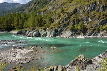 The confluence of the Chemal river in Katun, Altai Republic, Russiaの写真素材