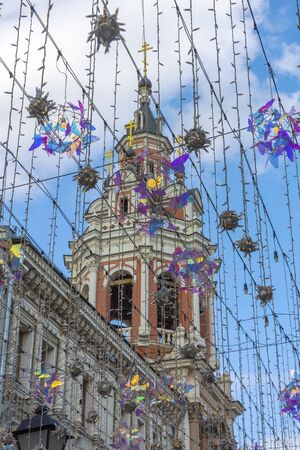 Moscow, Cathedral of the Saviour of the miraculous image of the Zaikonospassky monastery on Nikolskaya streetの写真素材