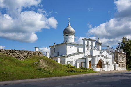 Pskov, the old Orthodox Church of Varlaam Khutynsky on Svenice near the old city wallの写真素材