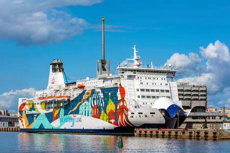 St. Petersburg, a passenger cruise ferry from the pier of the Marine station