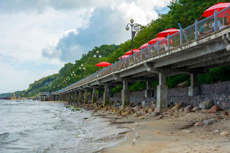 Svetlogorsk, Old promenade built on concrete stilts, Kaliningrad regionの写真素材