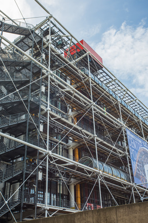 PARIS, FRANCE - MAY 14: facade of the Centre Georges Pompidou in Paris, France on May 14, 2014のeditorial素材