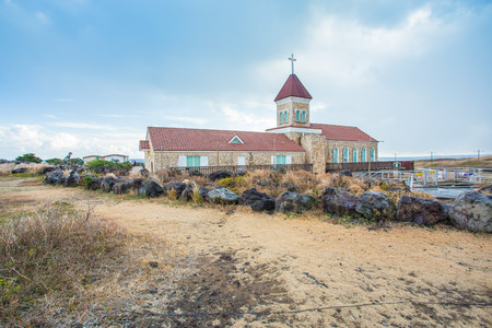 Church in Seopjikoji Mount Jeju do Island, South Koreaの写真素材
