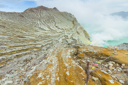 Kawah Ijen Volcano in East Java , Indonesiaの写真素材