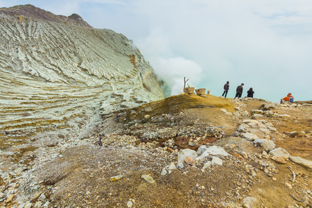 Kawah Ijen Volcano in East Java , Indonesiaの写真素材