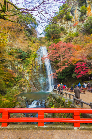 Autumn Minoo Waterfall in Osaka, Japan.のeditorial素材