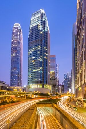 The central district landmark of Hong Kong with the IFC tower.のeditorial素材