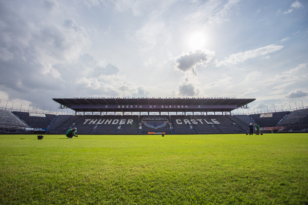 Buriram,Thailand - June 7, 2014: i-mobile Stadium on June 7, 2014.The i-mobile Stadium is the largest football stadium in Thailand.のeditorial素材
