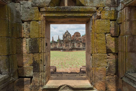 Prasat Hin Muang Tum in Phanom Rung Historical Park, sand stone castle in Buriram, Thailand.の写真素材